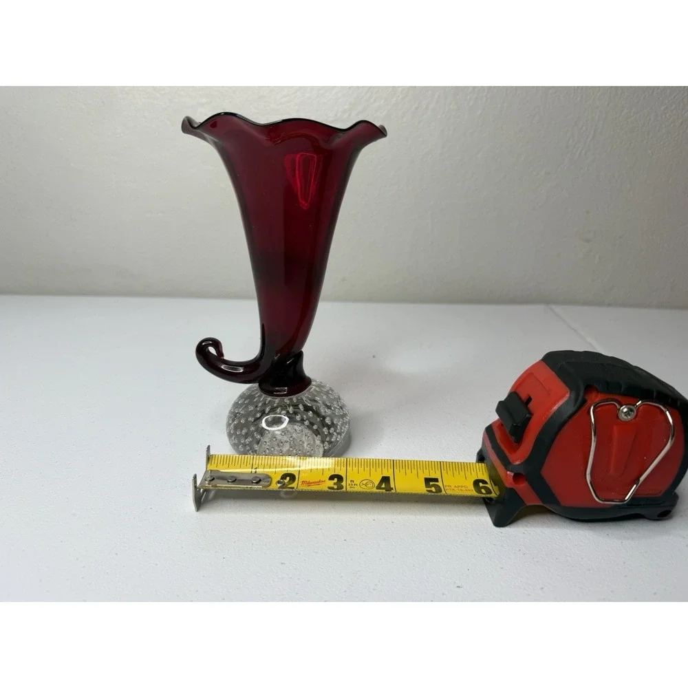 Pairpoint Ruby Vase Crystal Bubble Ball Connector Cadmium Glow